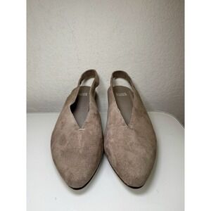 Eileen Fisher Gatwick Suede Slingback Wedges Gray Pumps Back Strap Size 8 Dress